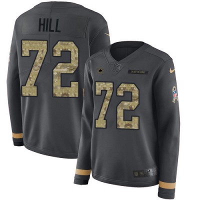 Nike Dallas Cowboys #72 Trysten Hill Anthracite Salute to Service Women's Stitched NFL Limited Therma Long Sleeve Jersey